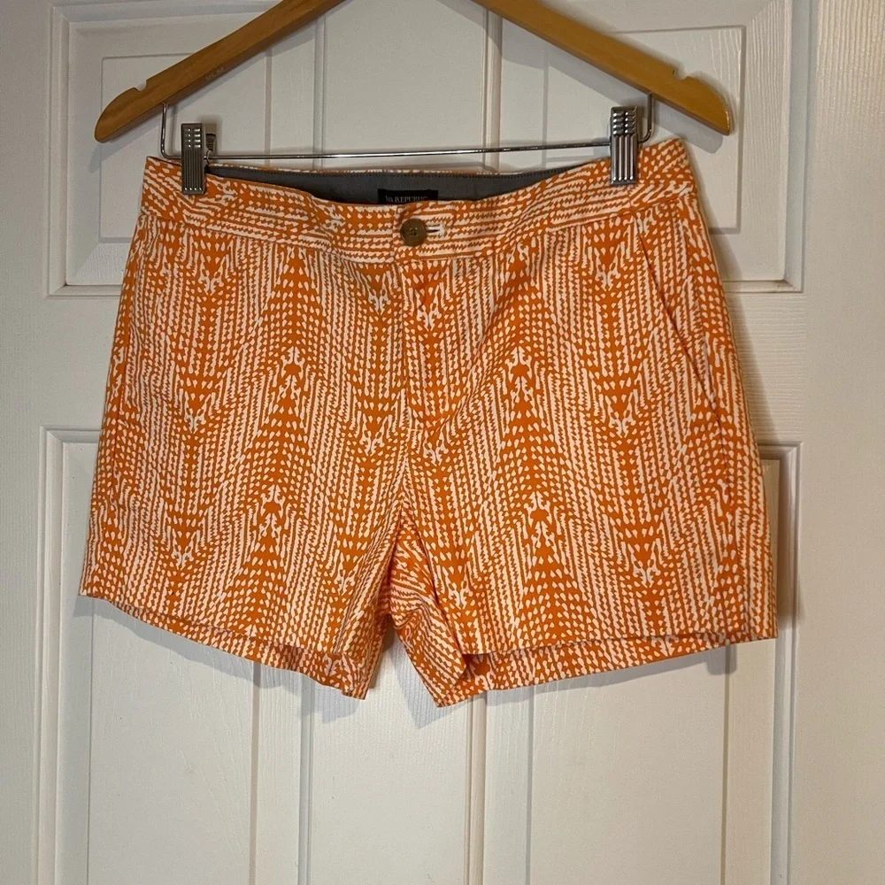 Banana Republic Hampton Fit Orange Patterned Women Shorts - Picture 1 of 5
